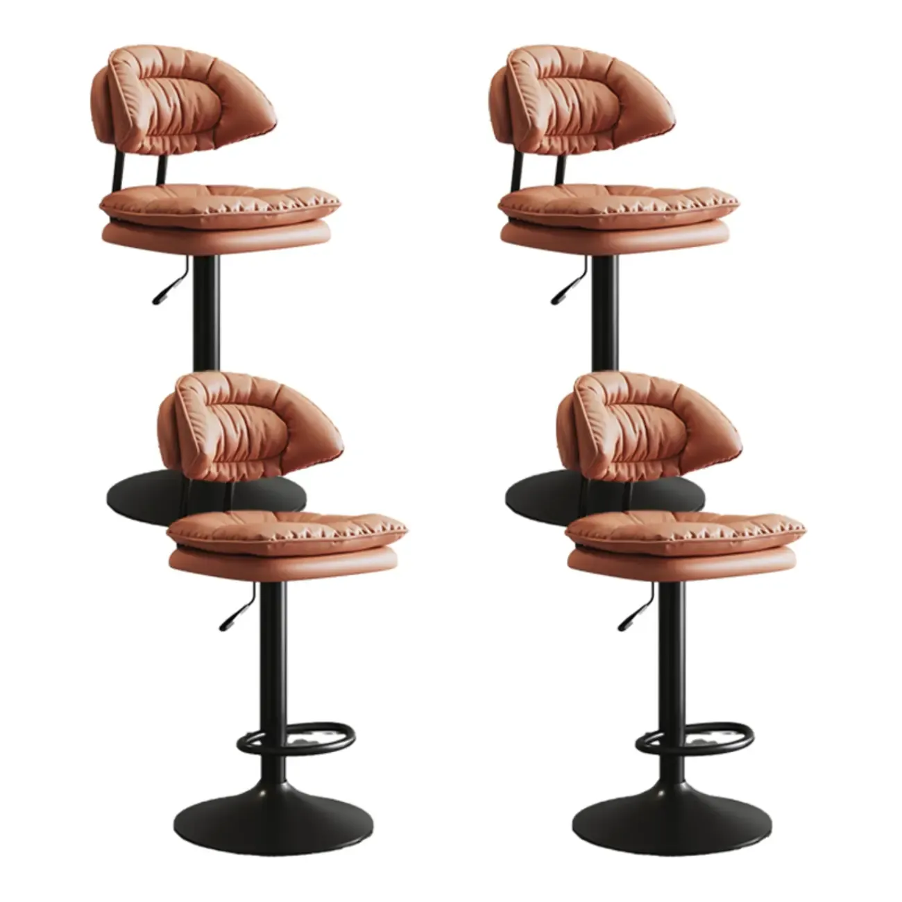 Metal Swivel Adjustable Square Upholstered Bar Stool Image - 15