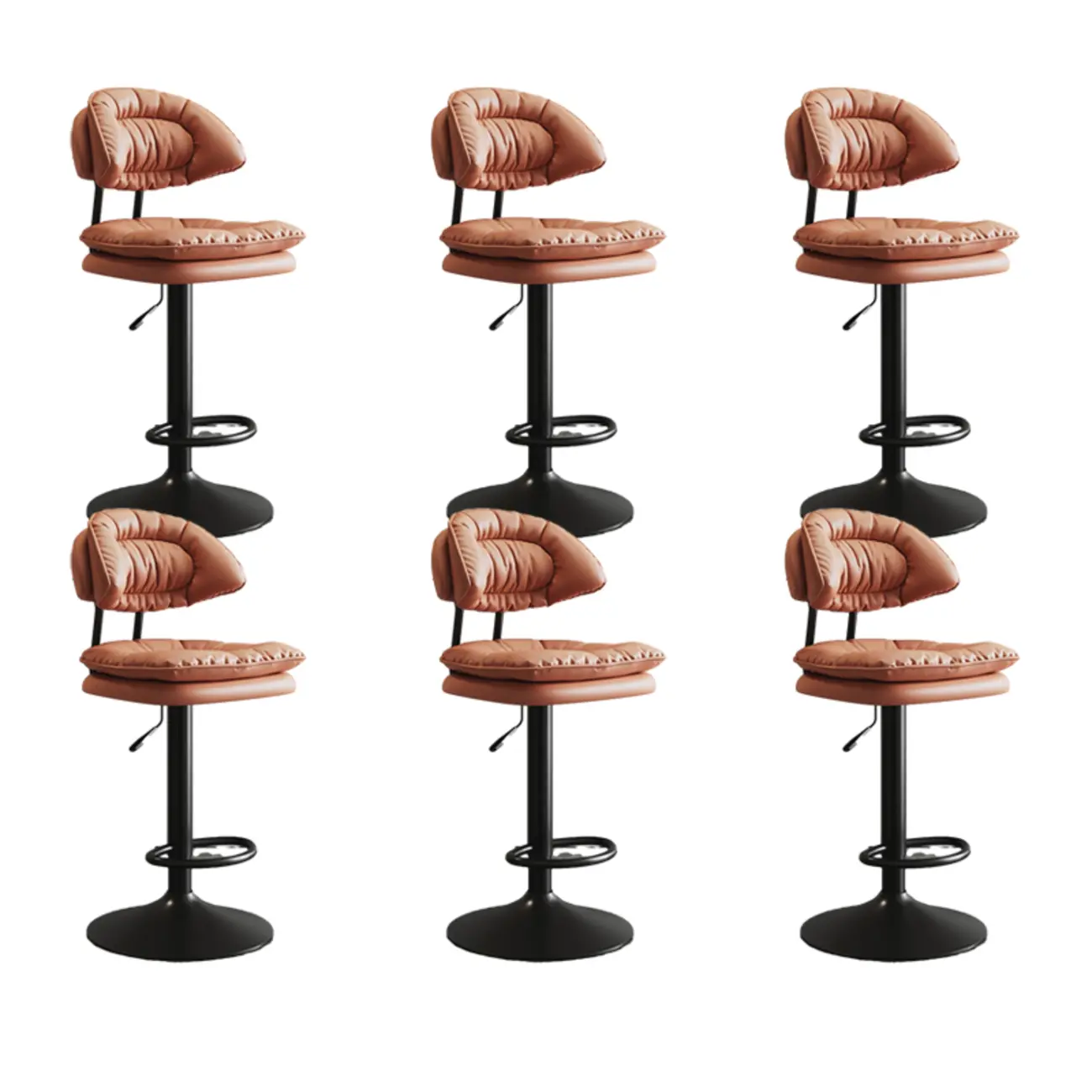 Metal Swivel Adjustable Square Upholstered Bar Stool Image - 16 | homeyfad