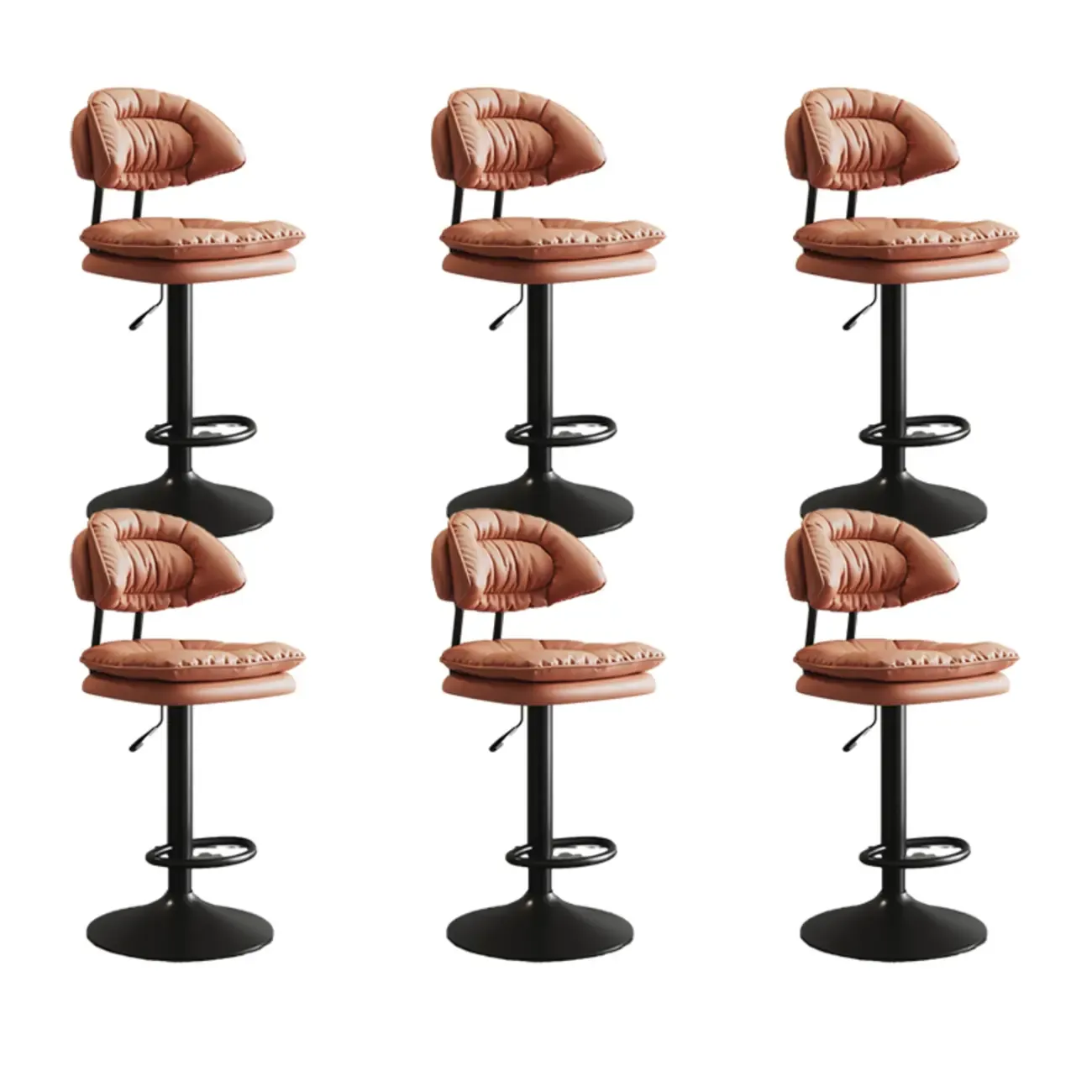 Metal Swivel Adjustable Square Upholstered Bar Stool Image - 16