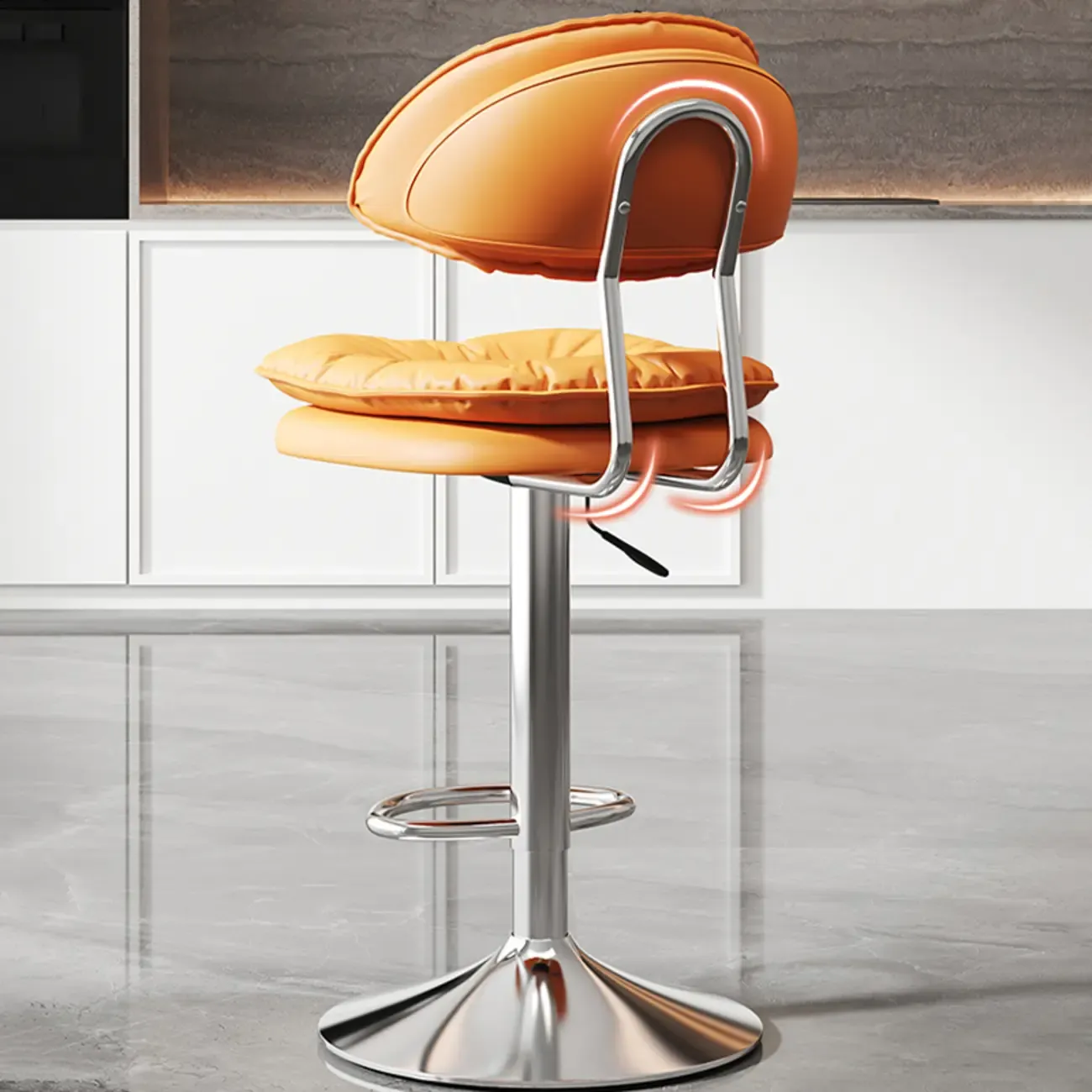 Metal Swivel Adjustable Square Upholstered Bar Stool Image - 5