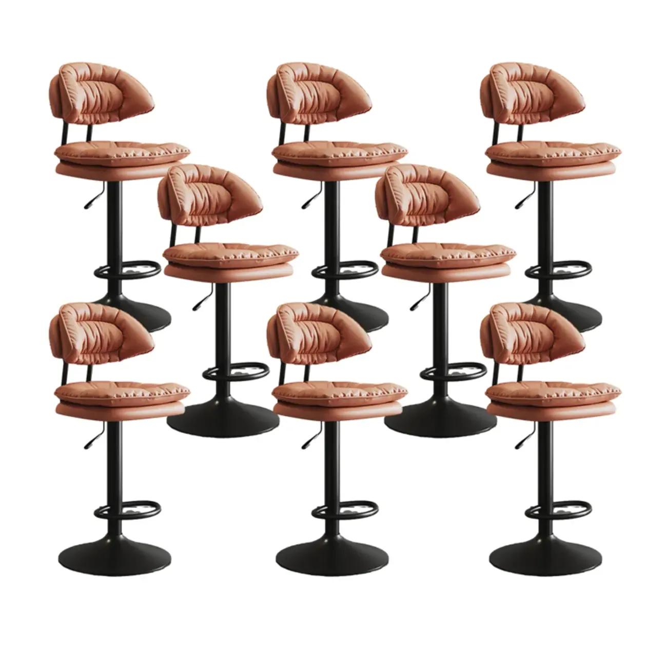 Metal Swivel Adjustable Square Upholstered Bar Stool Image - 17