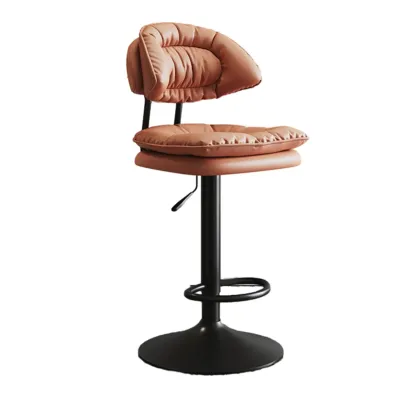 Metal Swivel Adjustable Square Upholstered Bar Stool Image - 9