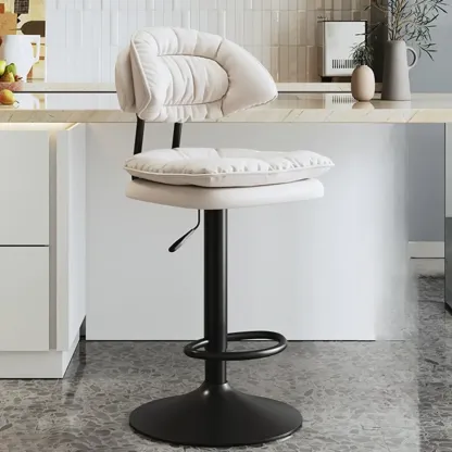 Metal Swivel Adjustable Square Upholstered Bar Stool Image - 18