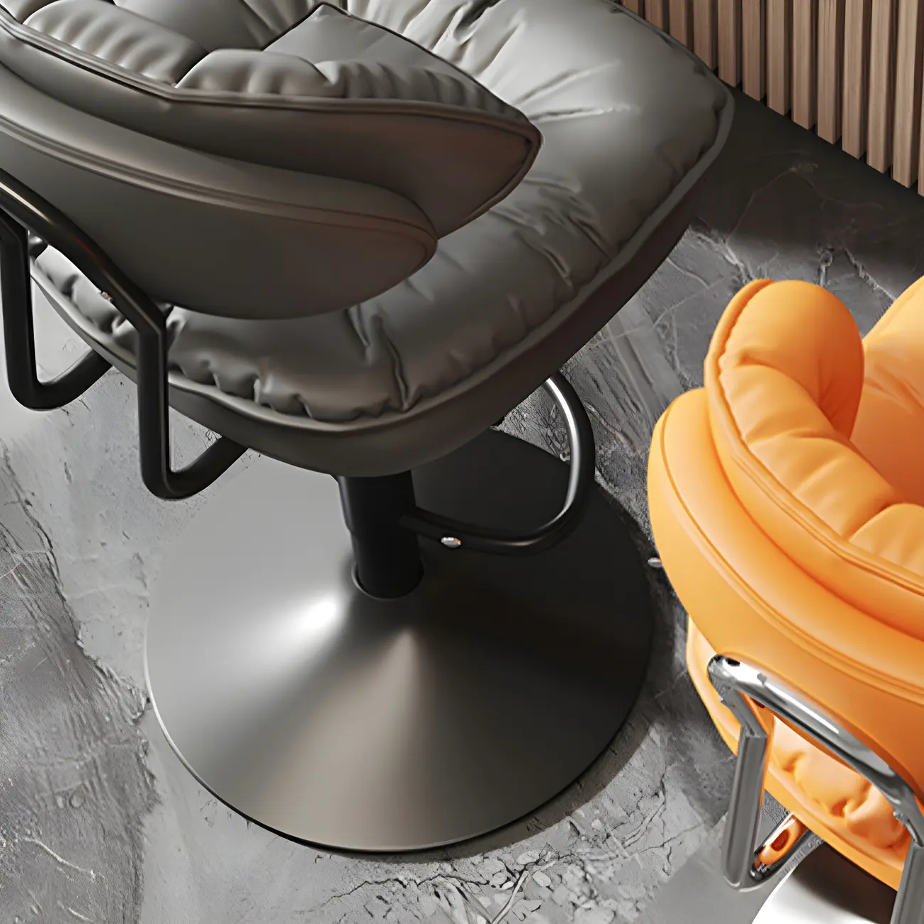 Metal Swivel Adjustable Square Upholstered Bar Stool Image - 10 | homeyfad