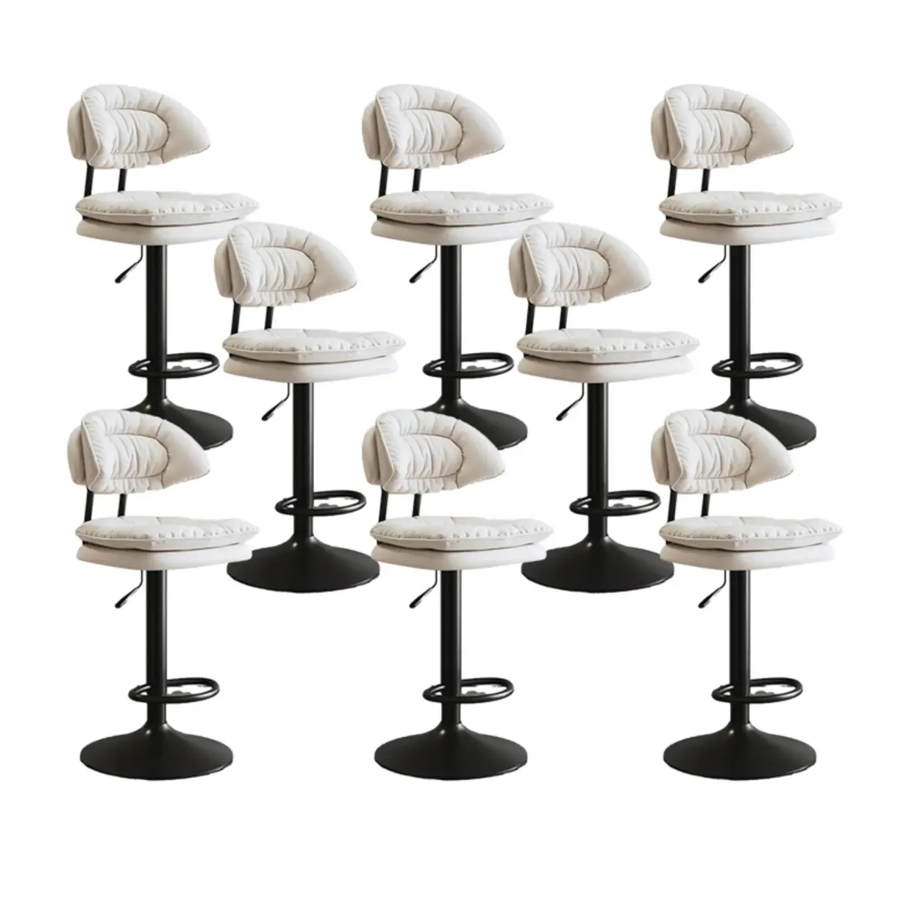 Metal Swivel Adjustable Square Upholstered Bar Stool Image - 22