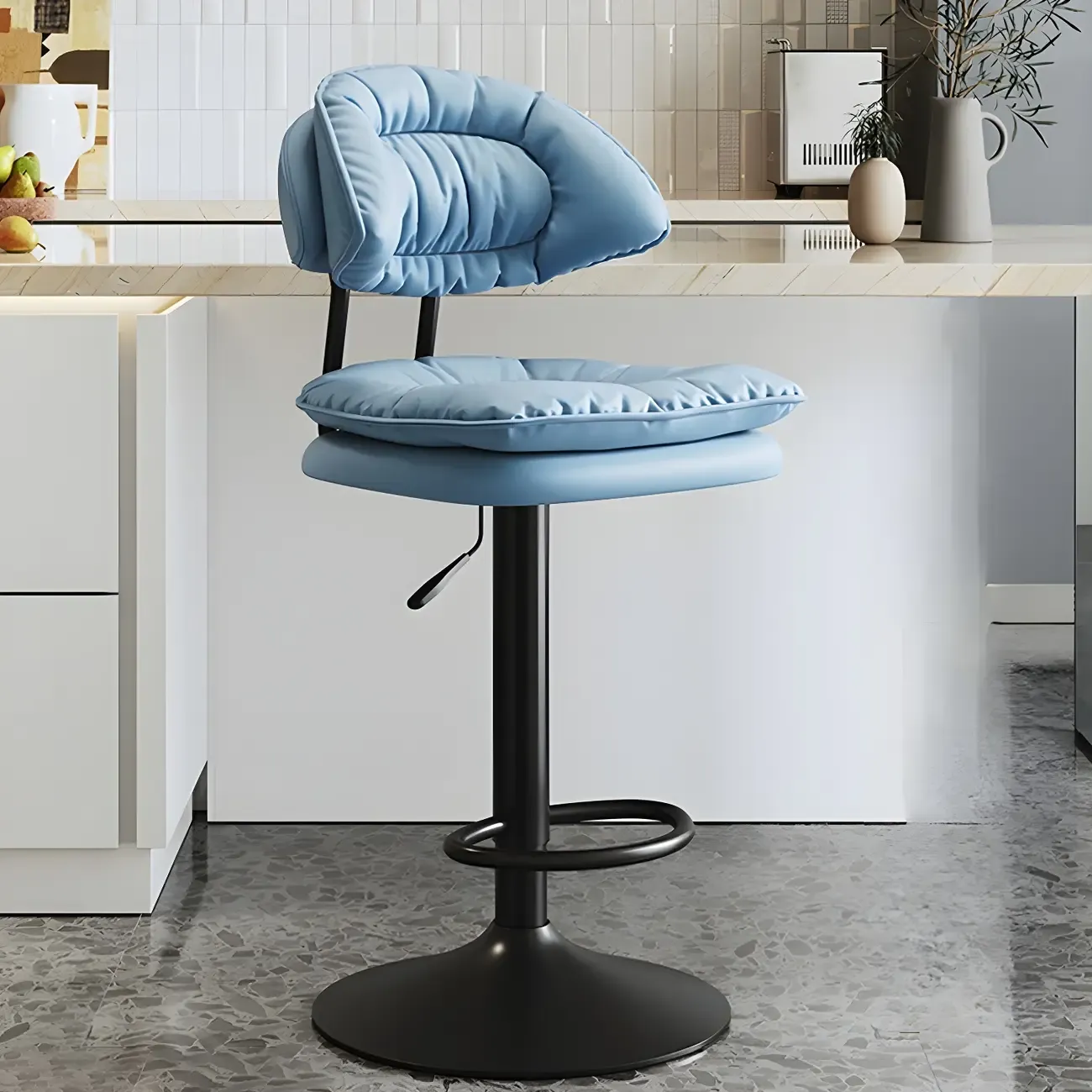 Metal Swivel Adjustable Square Upholstered Bar Stool Image - 23