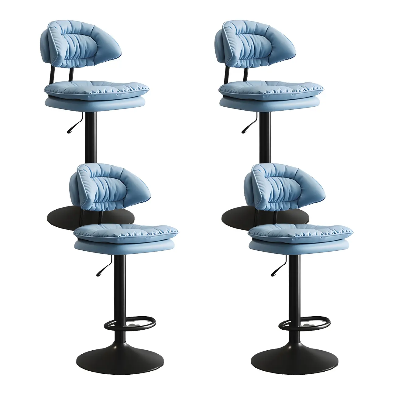 Metal Swivel Adjustable Square Upholstered Bar Stool Image - 25 | homeyfad