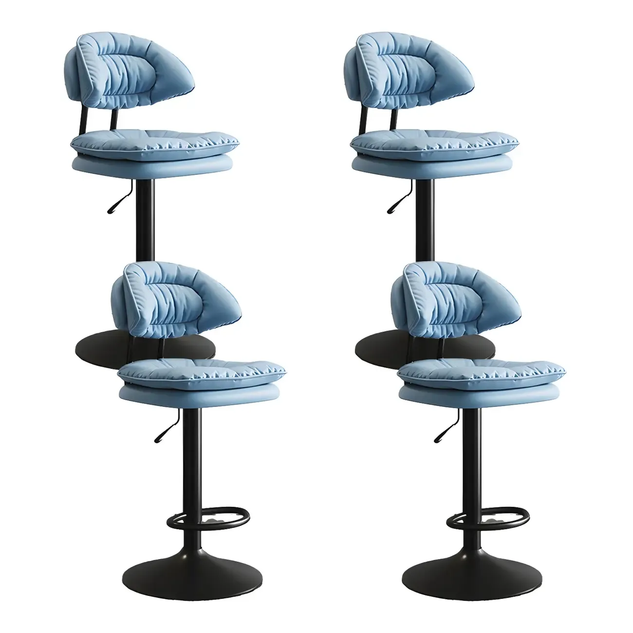 Metal Swivel Adjustable Square Upholstered Bar Stool Image - 25