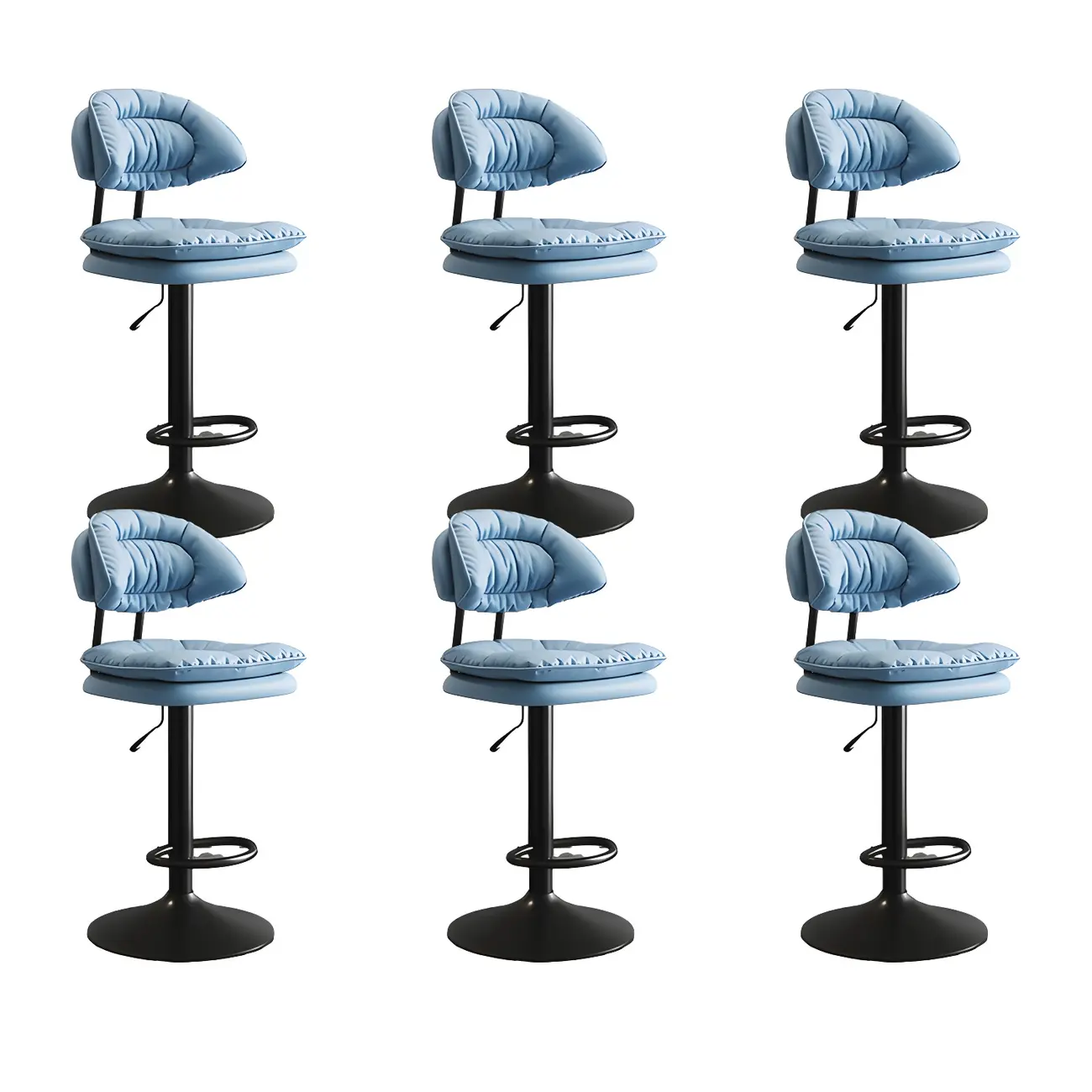 Metal Swivel Adjustable Square Upholstered Bar Stool Image - 26 | homeyfad