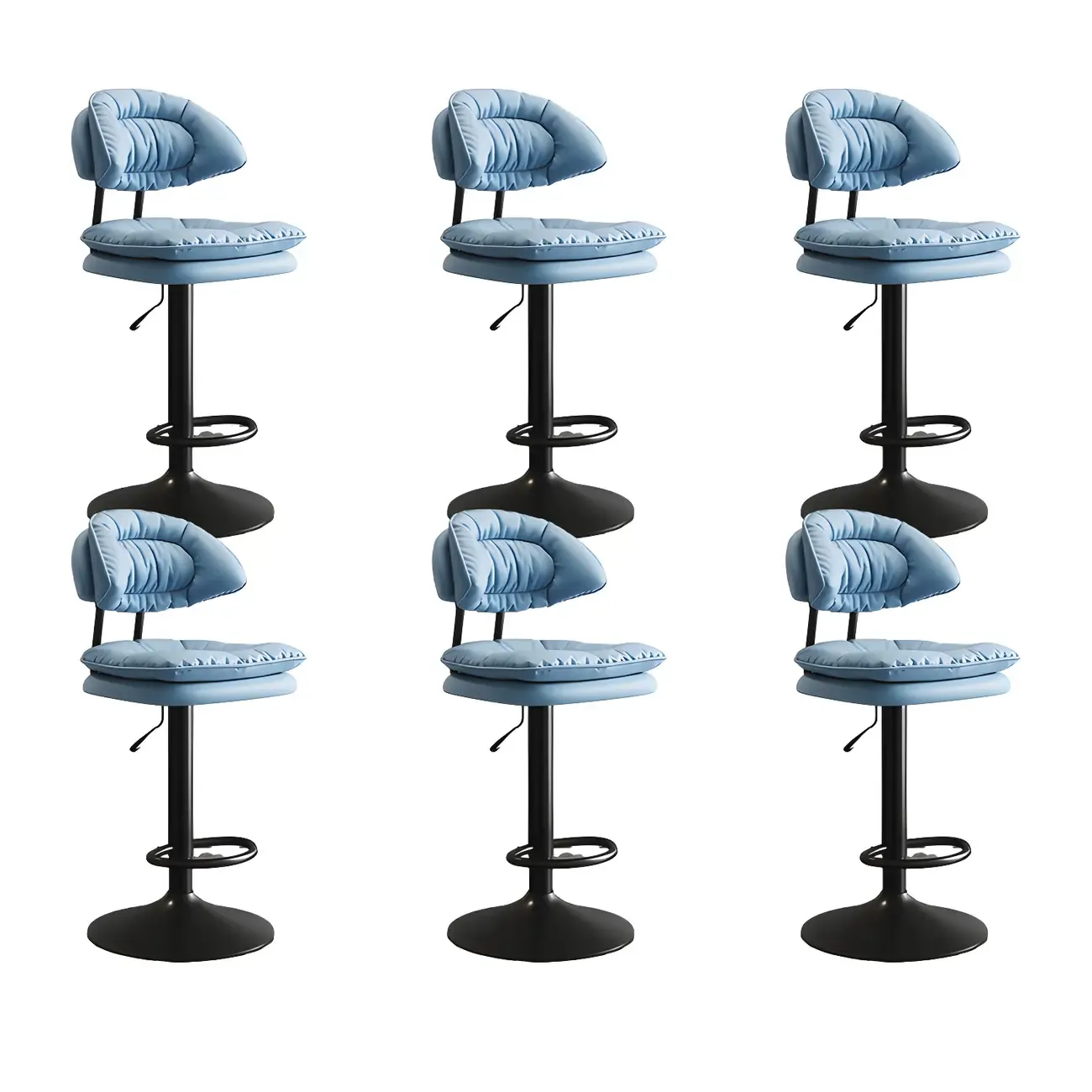 Metal Swivel Adjustable Square Upholstered Bar Stool Image - 26