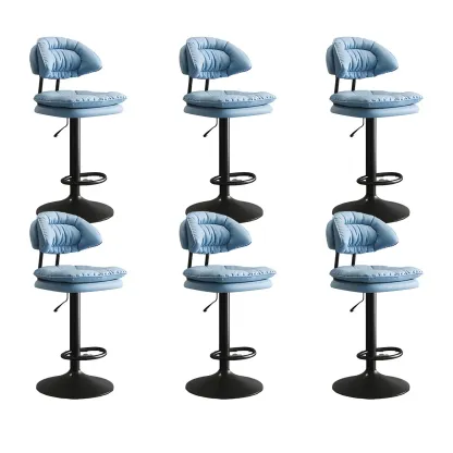 Metal Swivel Adjustable Square Upholstered Bar Stool Image - 26