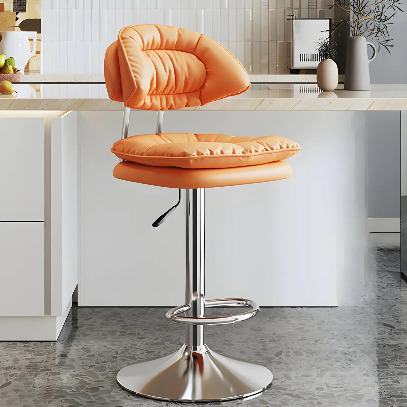 Metal Swivel Adjustable Square Upholstered Bar Stool Image - 3 | homeyfad