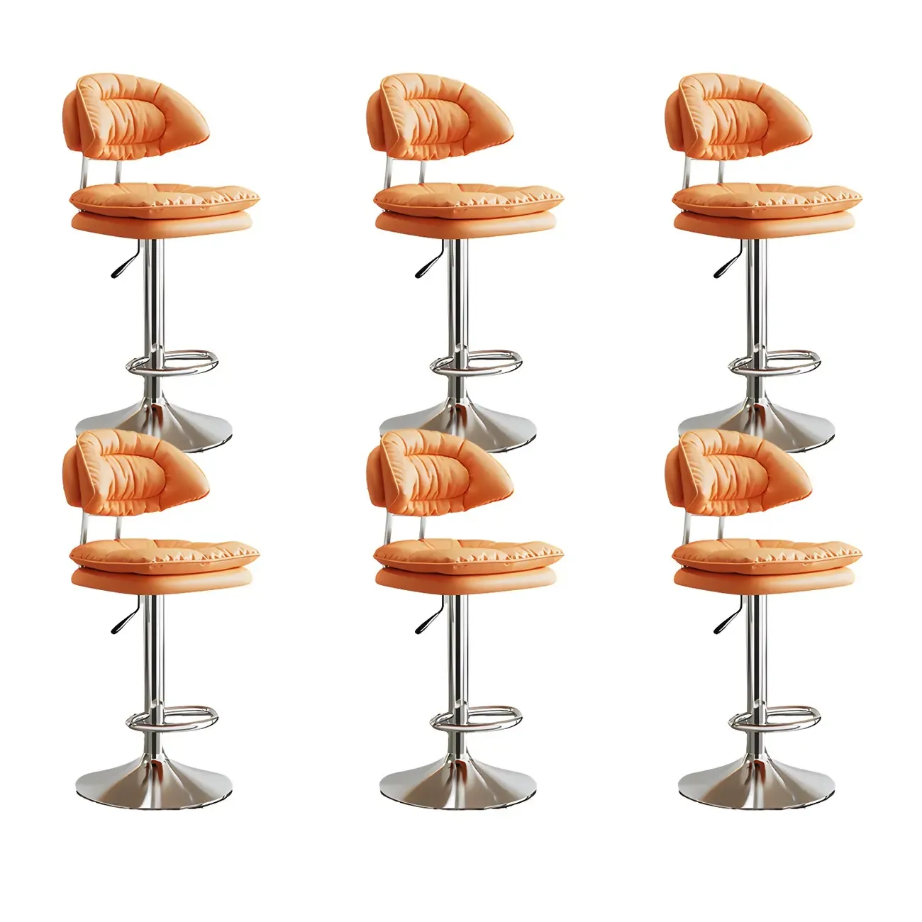 Metal Swivel Adjustable Square Upholstered Bar Stool Image - 30