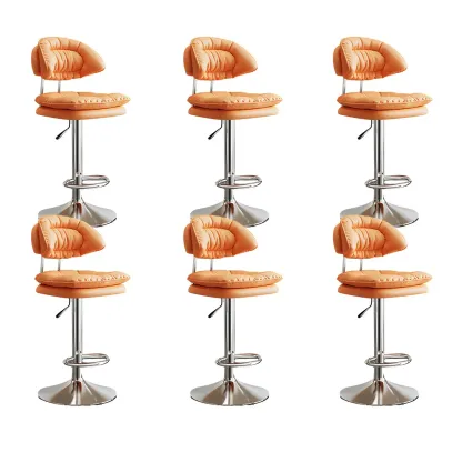 Metal Swivel Adjustable Square Upholstered Bar Stool Image - 30