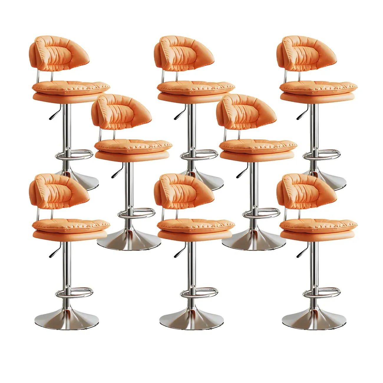 Metal Swivel Adjustable Square Upholstered Bar Stool Image - 31