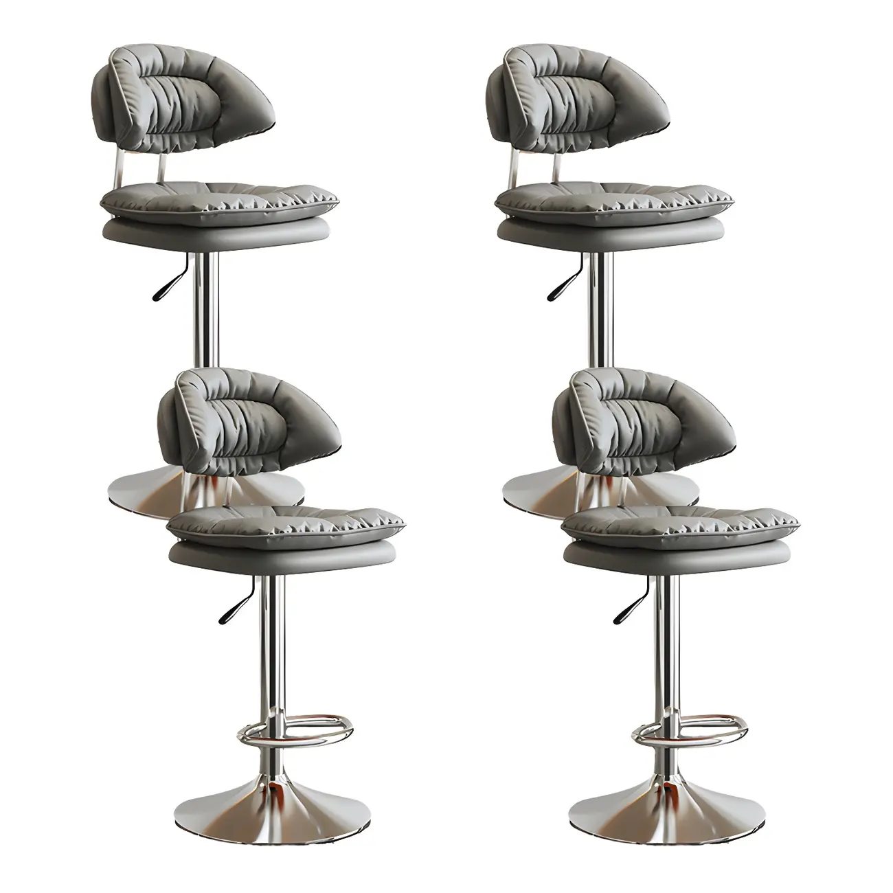 Metal Swivel Adjustable Square Upholstered Bar Stool Image - 34 | homeyfad