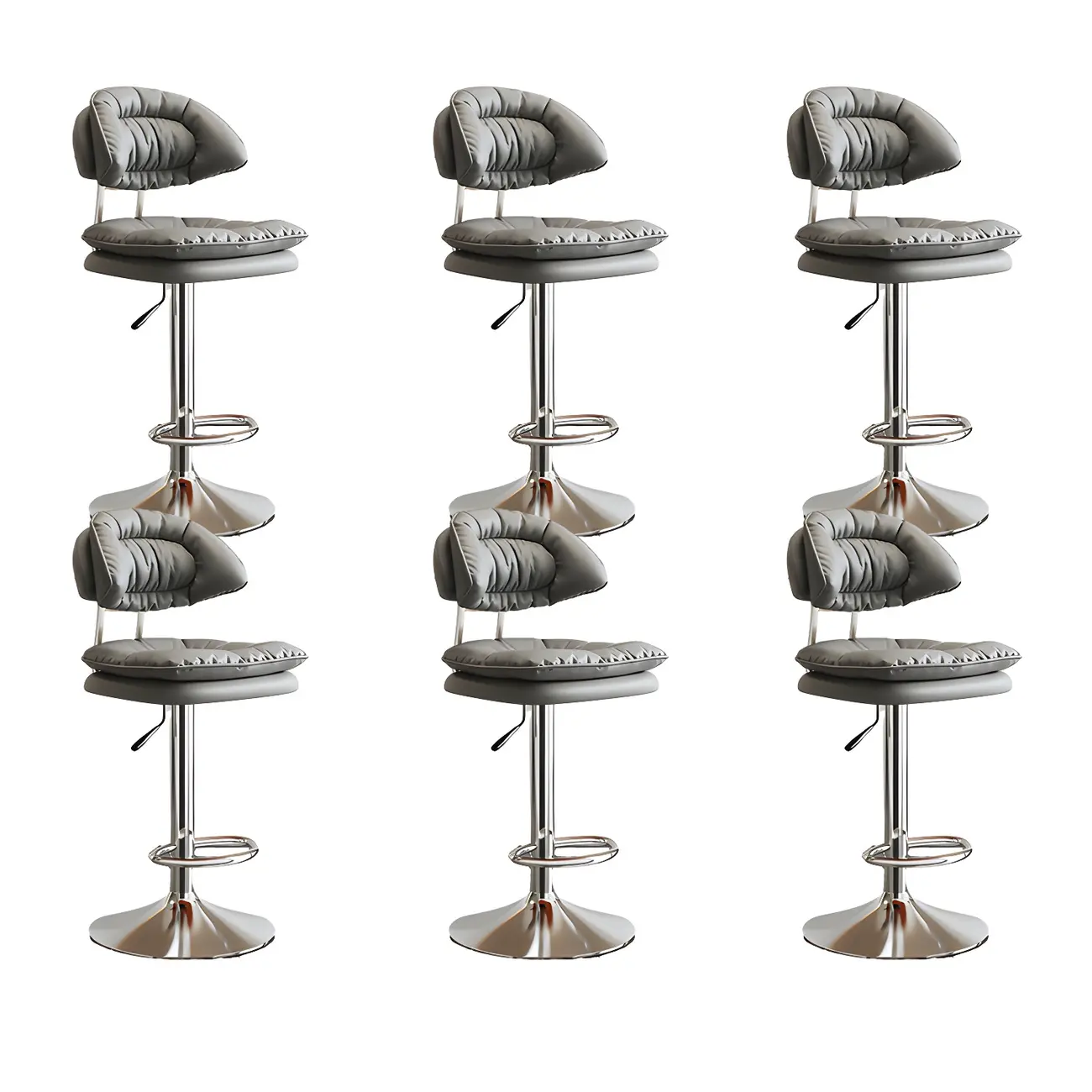 Metal Swivel Adjustable Square Upholstered Bar Stool Image - 35 | homeyfad