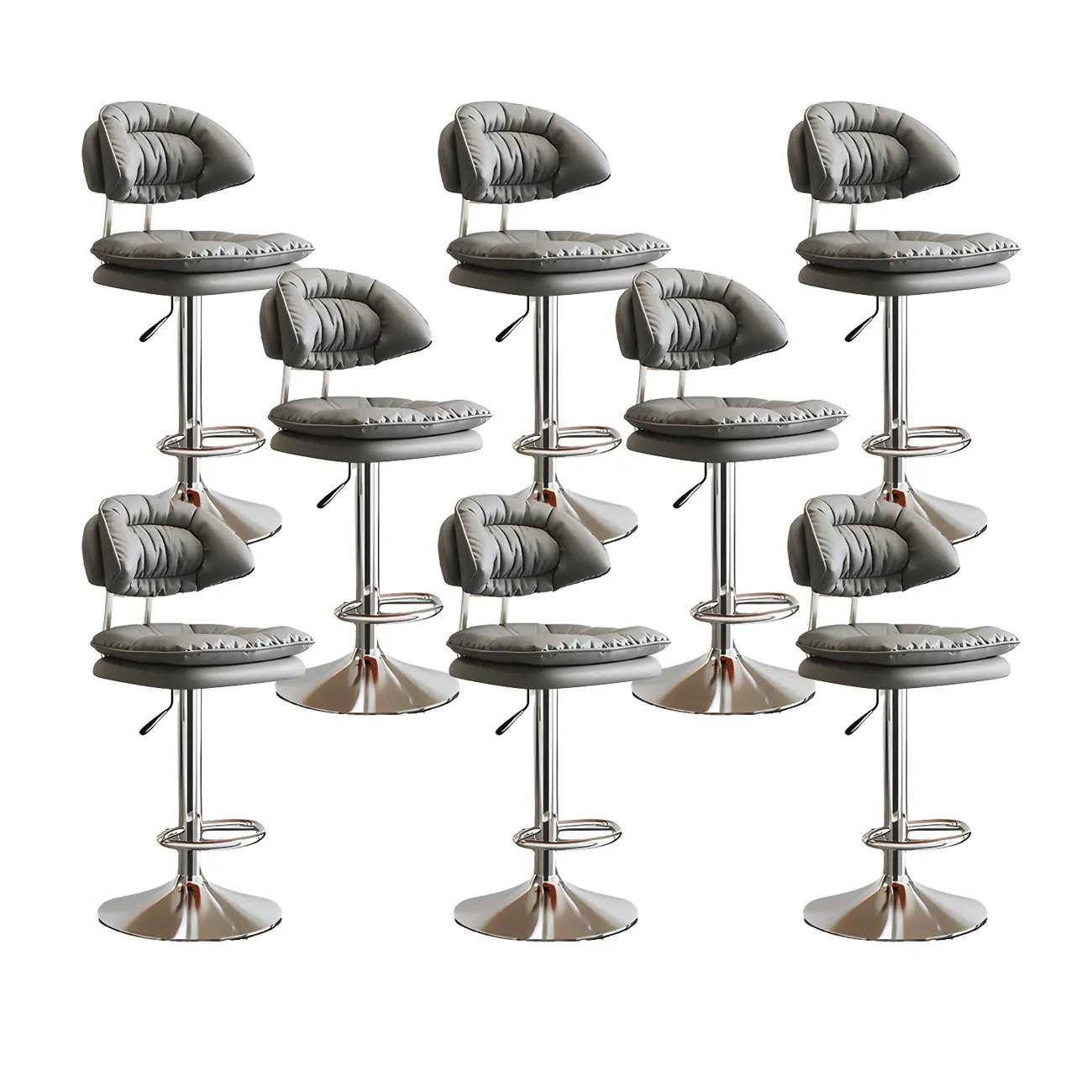 Metal Swivel Adjustable Square Upholstered Bar Stool Image - 36 | homeyfad