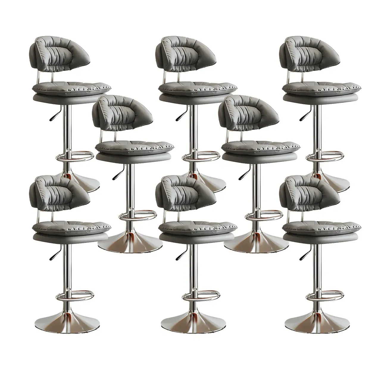Metal Swivel Adjustable Square Upholstered Bar Stool Image - 36