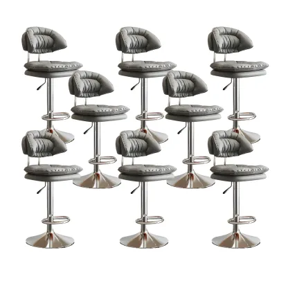 Metal Swivel Adjustable Square Upholstered Bar Stool Image - 36