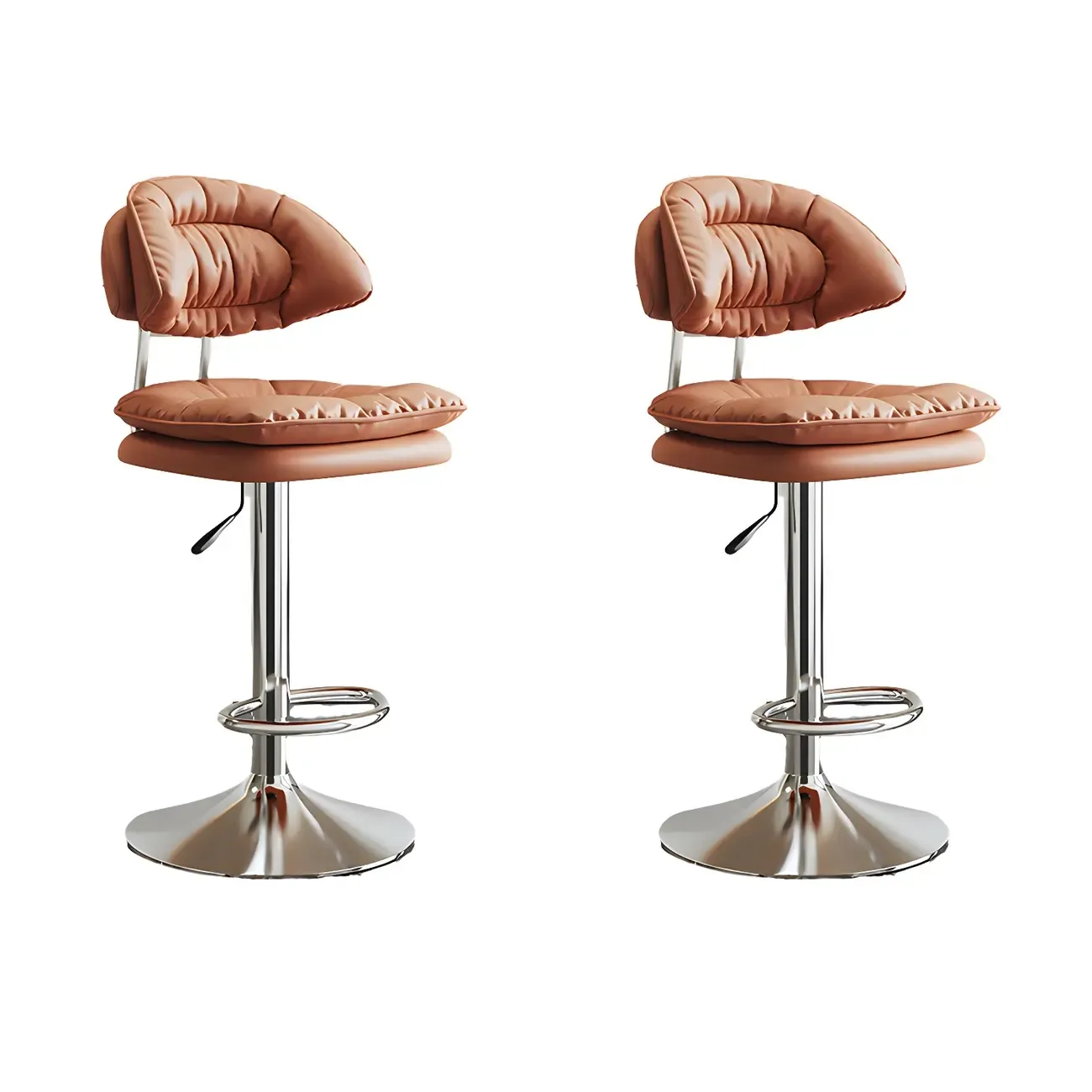Metal Swivel Adjustable Square Upholstered Bar Stool Image - 38