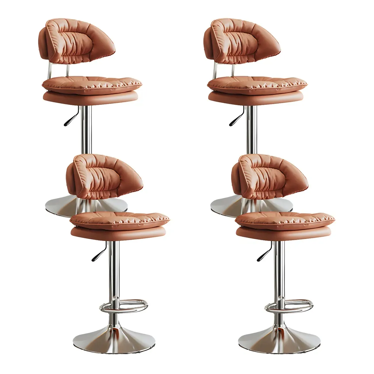 Metal Swivel Adjustable Square Upholstered Bar Stool Image - 39