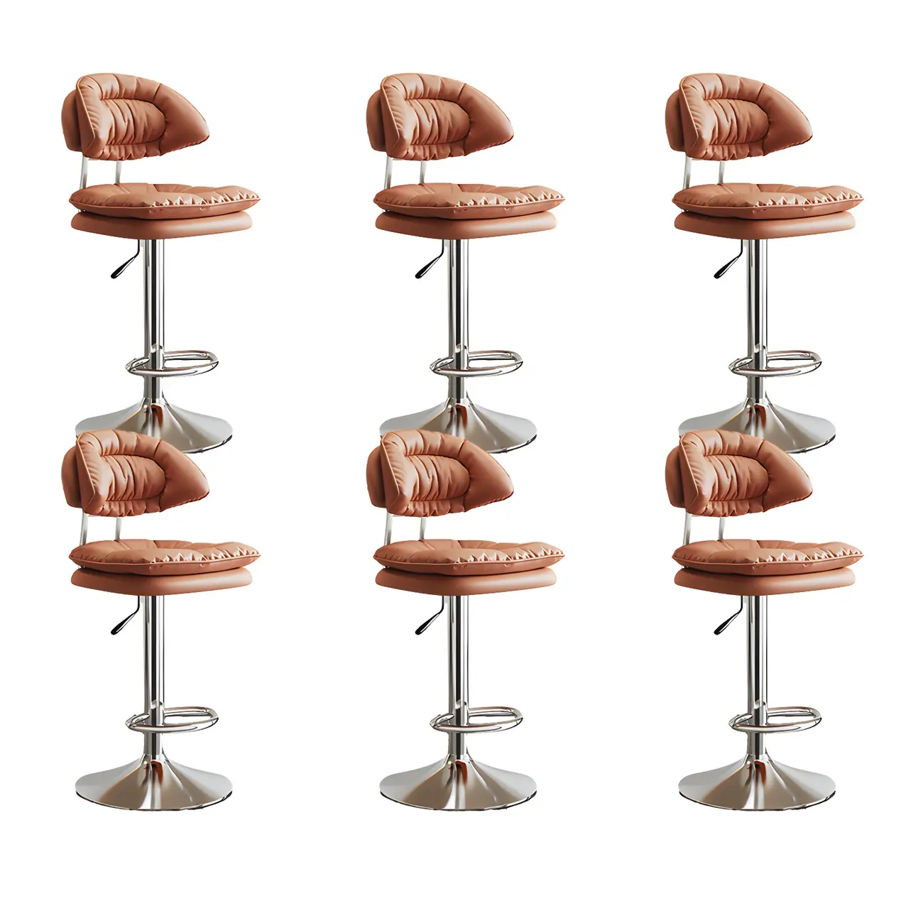 Metal Swivel Adjustable Square Upholstered Bar Stool Image - 40 | homeyfad