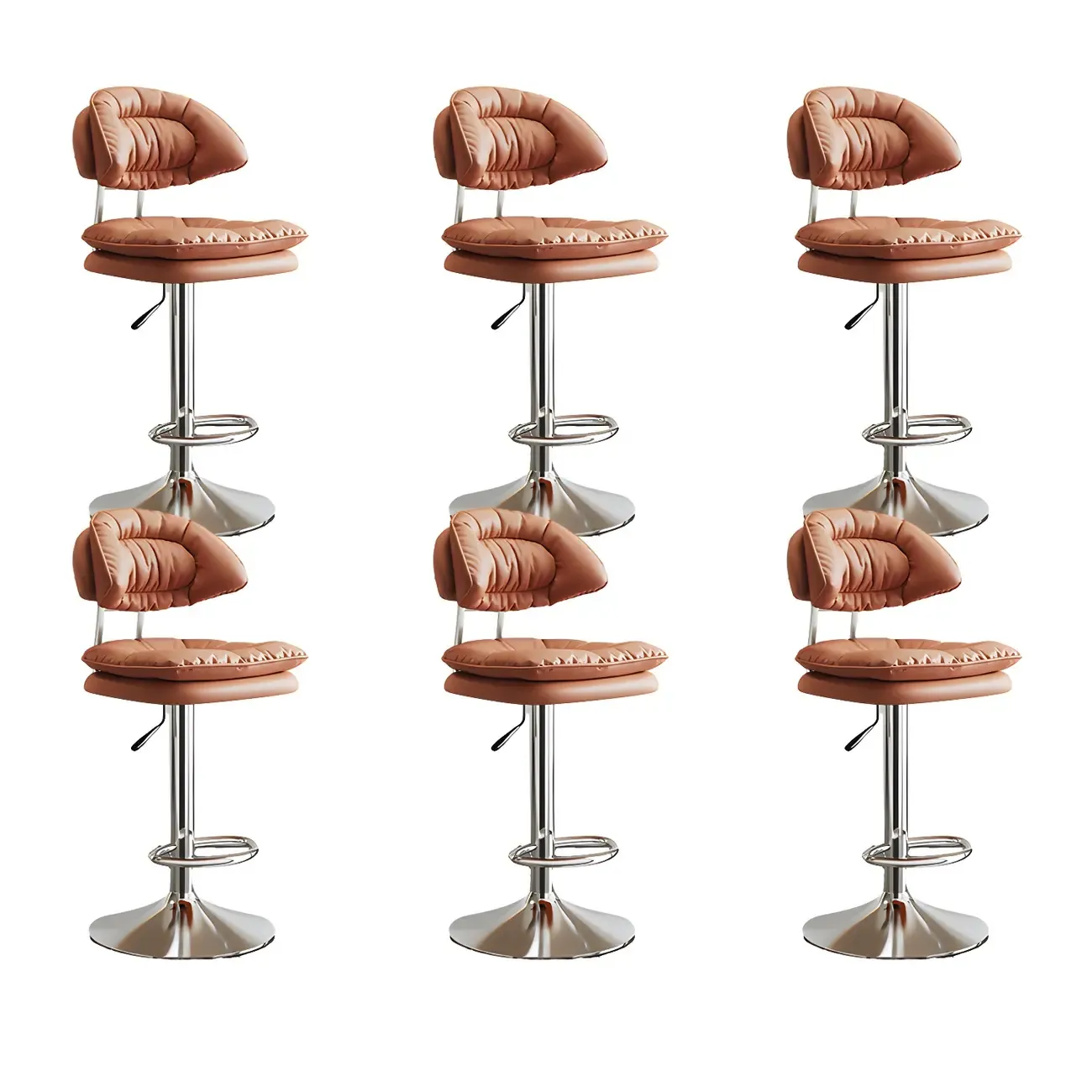 Metal Swivel Adjustable Square Upholstered Bar Stool Image - 40