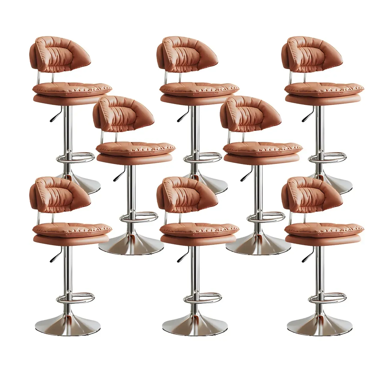 Metal Swivel Adjustable Square Upholstered Bar Stool Image - 41