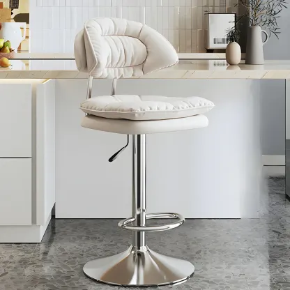 Metal Swivel Adjustable Square Upholstered Bar Stool Image - 42