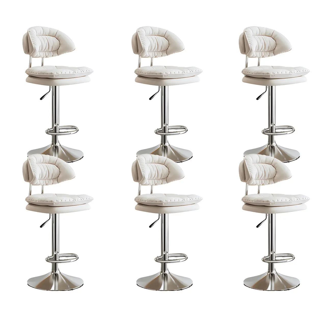 Metal Swivel Adjustable Square Upholstered Bar Stool Image - 45 | homeyfad