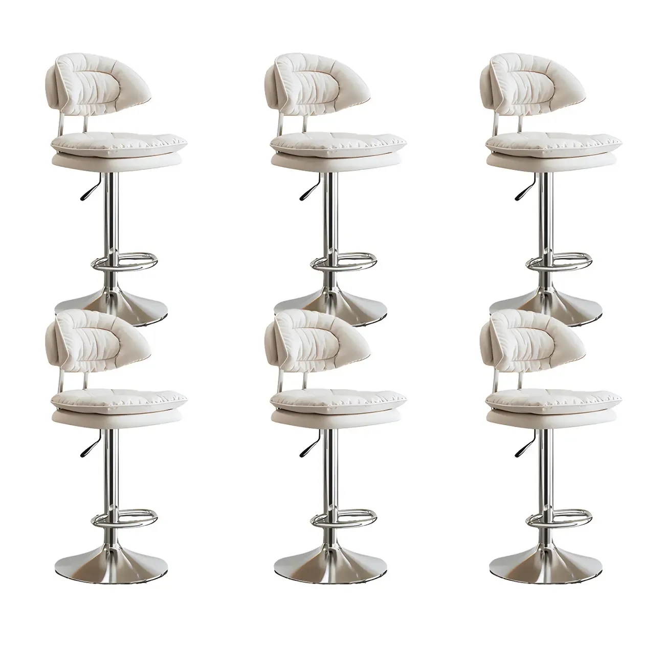 Metal Swivel Adjustable Square Upholstered Bar Stool Image - 45