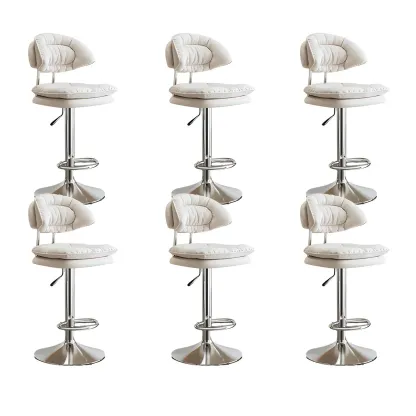 Metal Swivel Adjustable Square Upholstered Bar Stool Image - 45