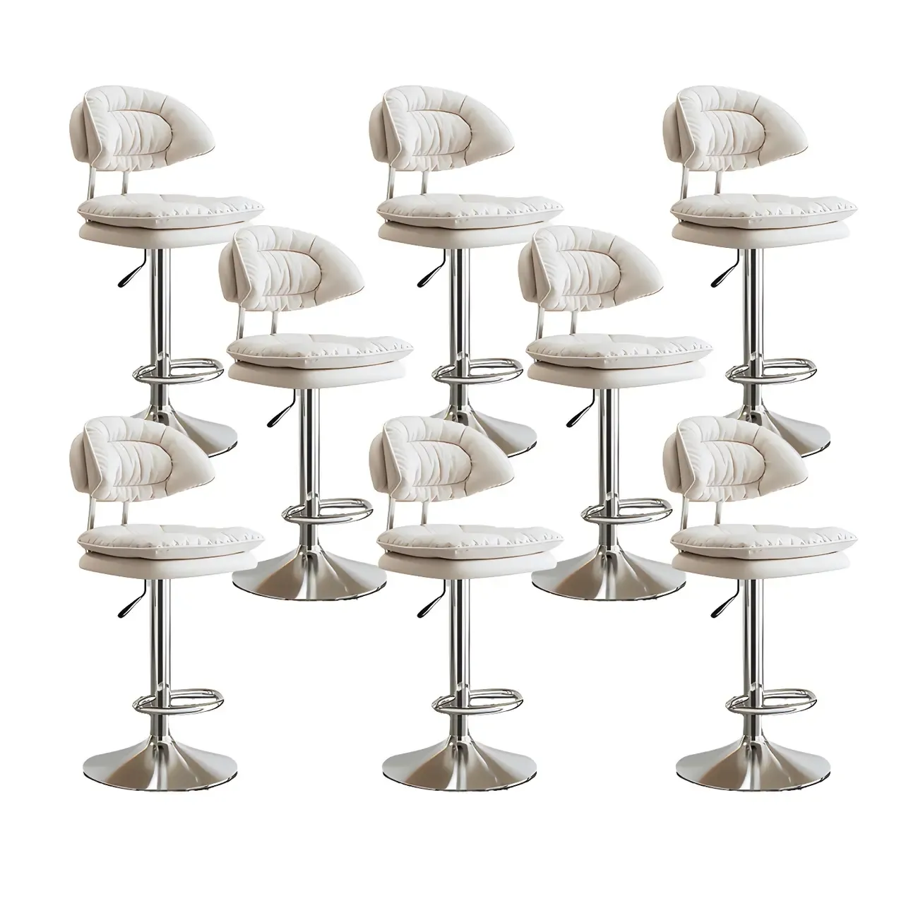 Metal Swivel Adjustable Square Upholstered Bar Stool Image - 46