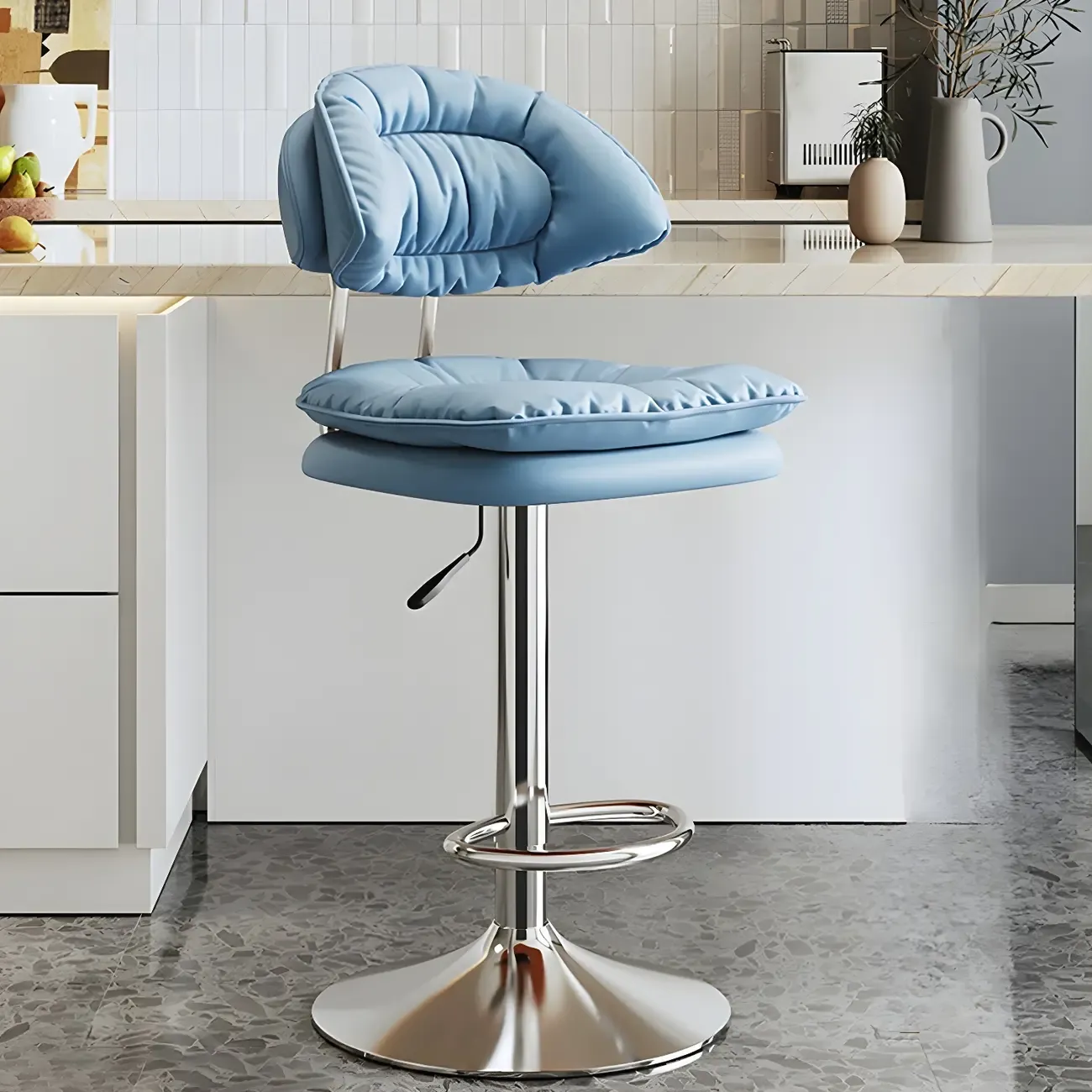 Metal Swivel Adjustable Square Upholstered Bar Stool Image - 47