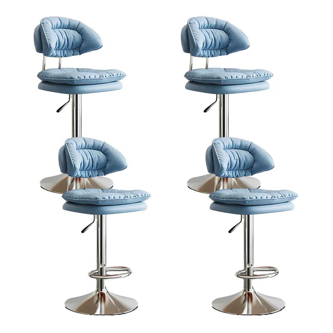 Metal Swivel Adjustable Square Upholstered Bar Stool Image - 49