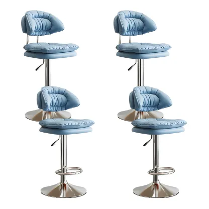 Metal Swivel Adjustable Square Upholstered Bar Stool Image - 49