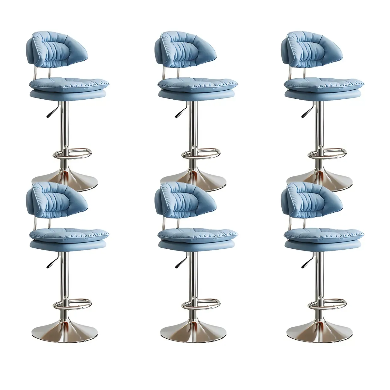 Metal Swivel Adjustable Square Upholstered Bar Stool Image - 50