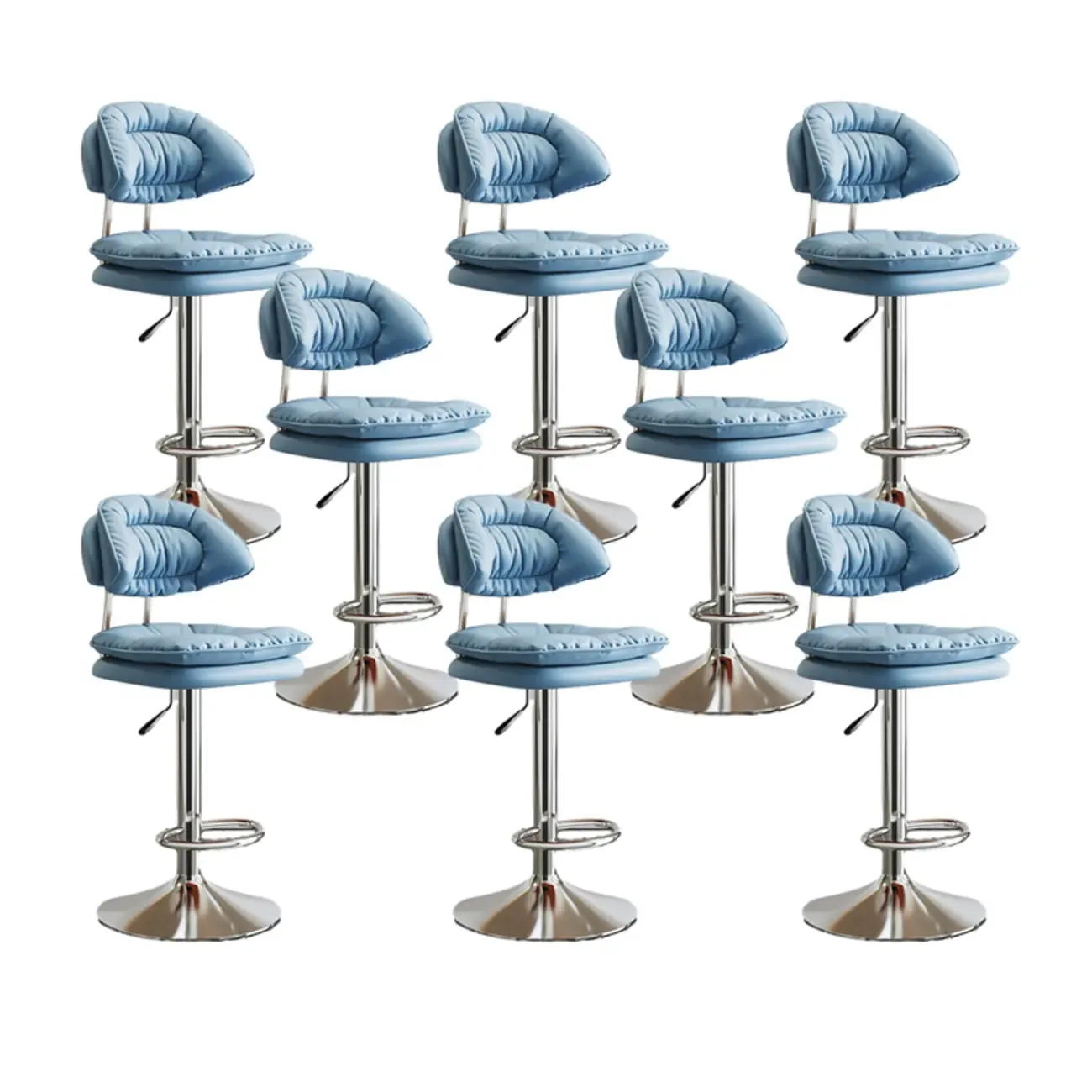 Metal Swivel Adjustable Square Upholstered Bar Stool Image - 51