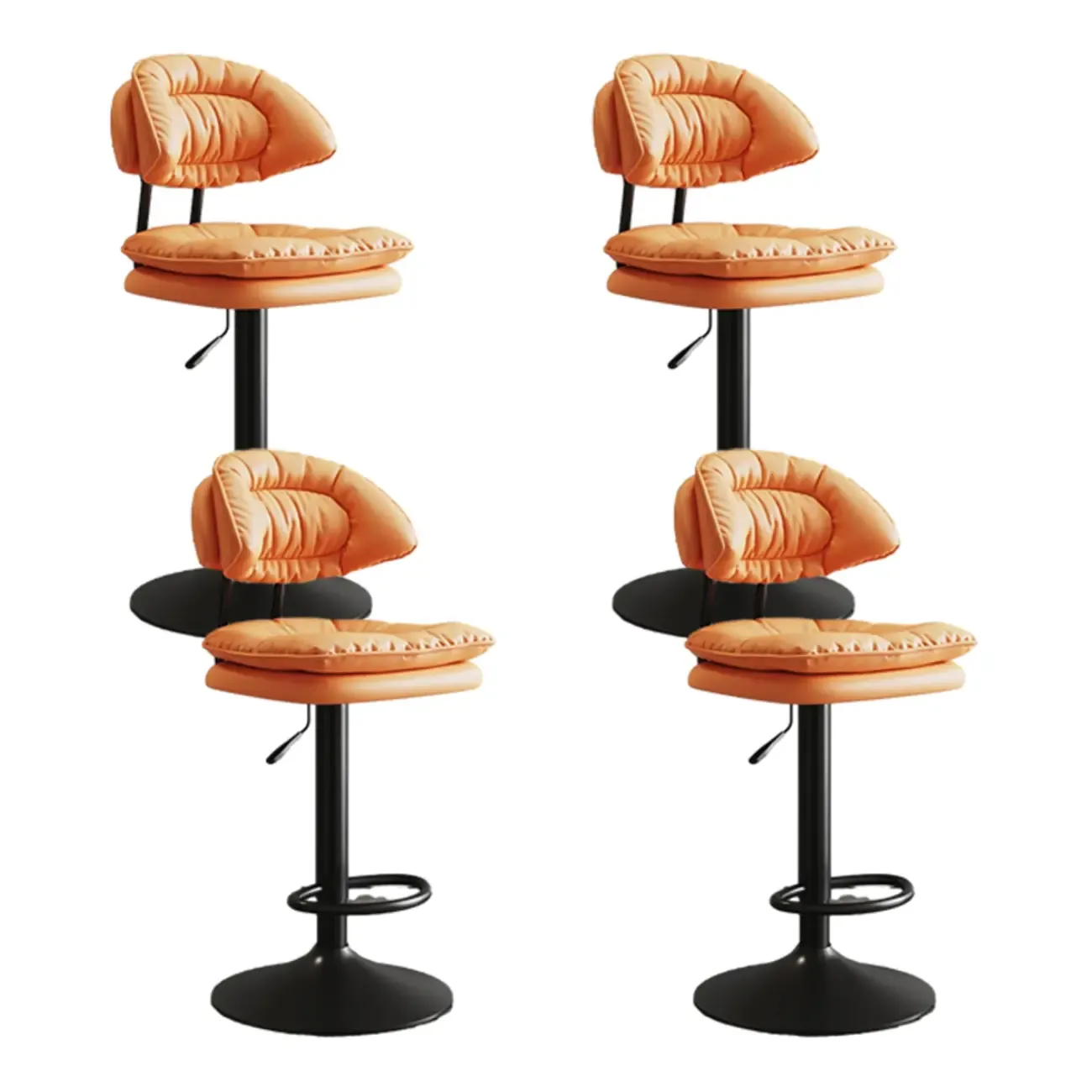 Metal Swivel Adjustable Square Upholstered Bar Stool Image - 54