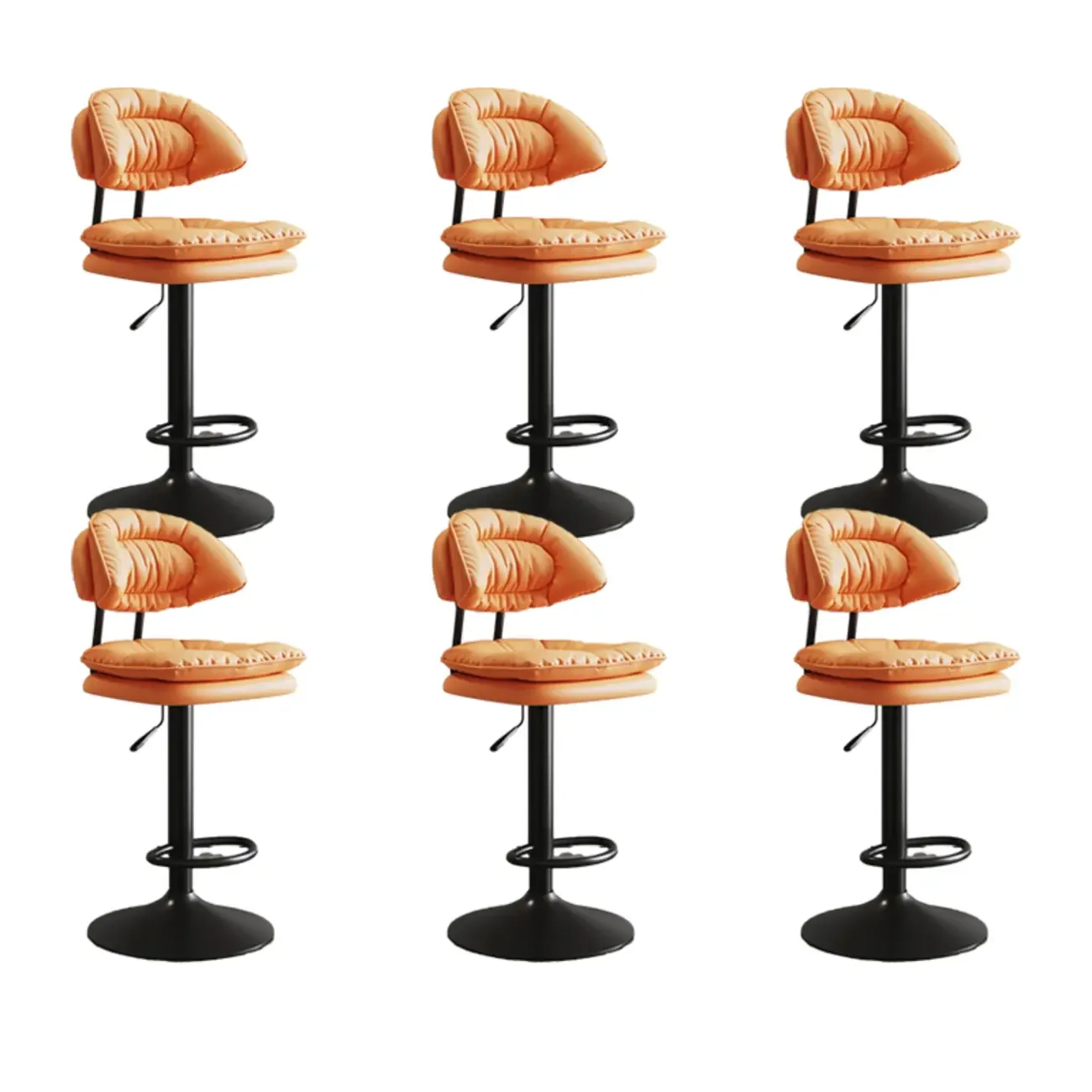 Metal Swivel Adjustable Square Upholstered Bar Stool Image - 55