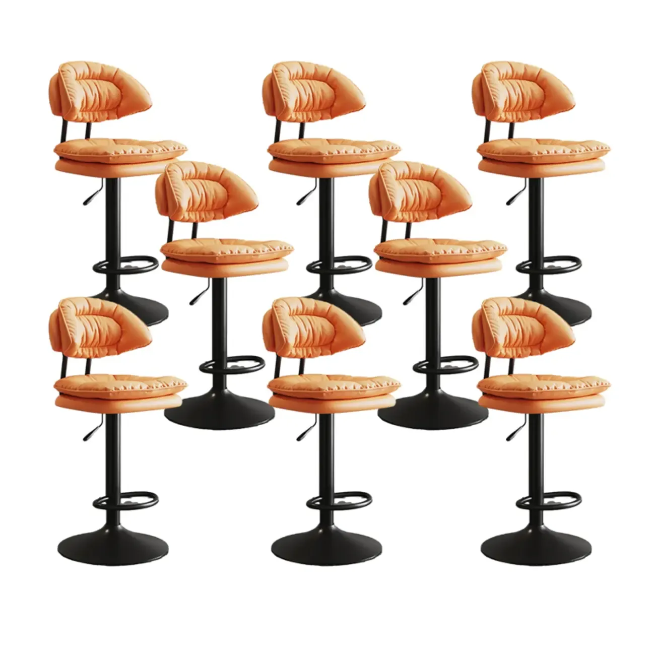 Metal Swivel Adjustable Square Upholstered Bar Stool Image - 56