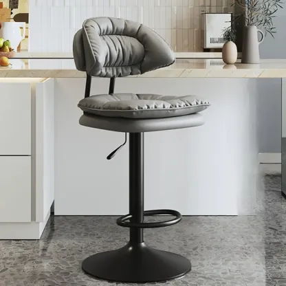 Metal Swivel Adjustable Square Upholstered Bar Stool Image - 57