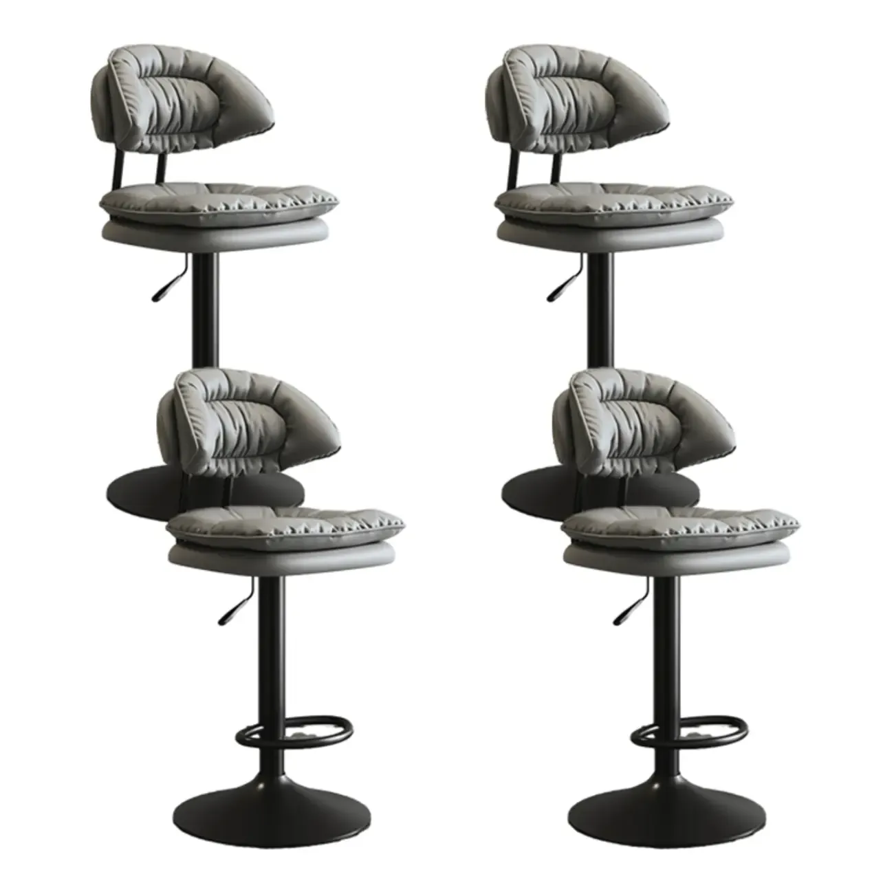 Metal Swivel Adjustable Square Upholstered Bar Stool Image - 59