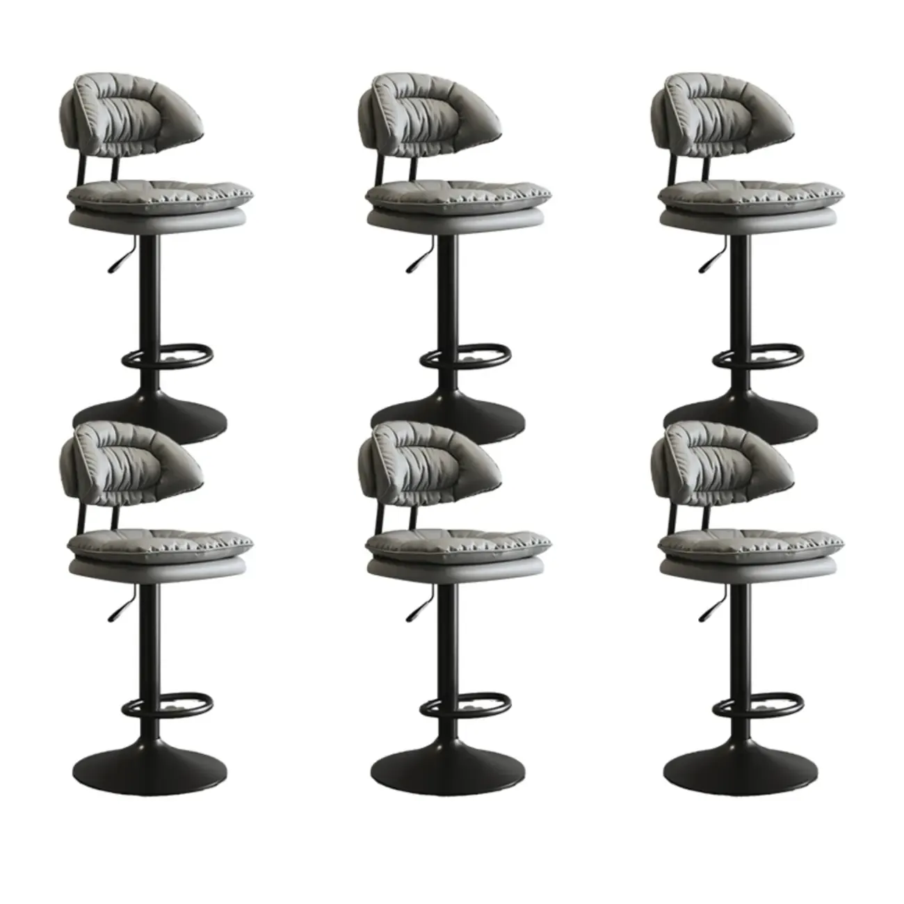 Metal Swivel Adjustable Square Upholstered Bar Stool Image - 60