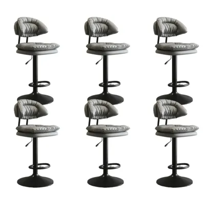 Metal Swivel Adjustable Square Upholstered Bar Stool Image - 60