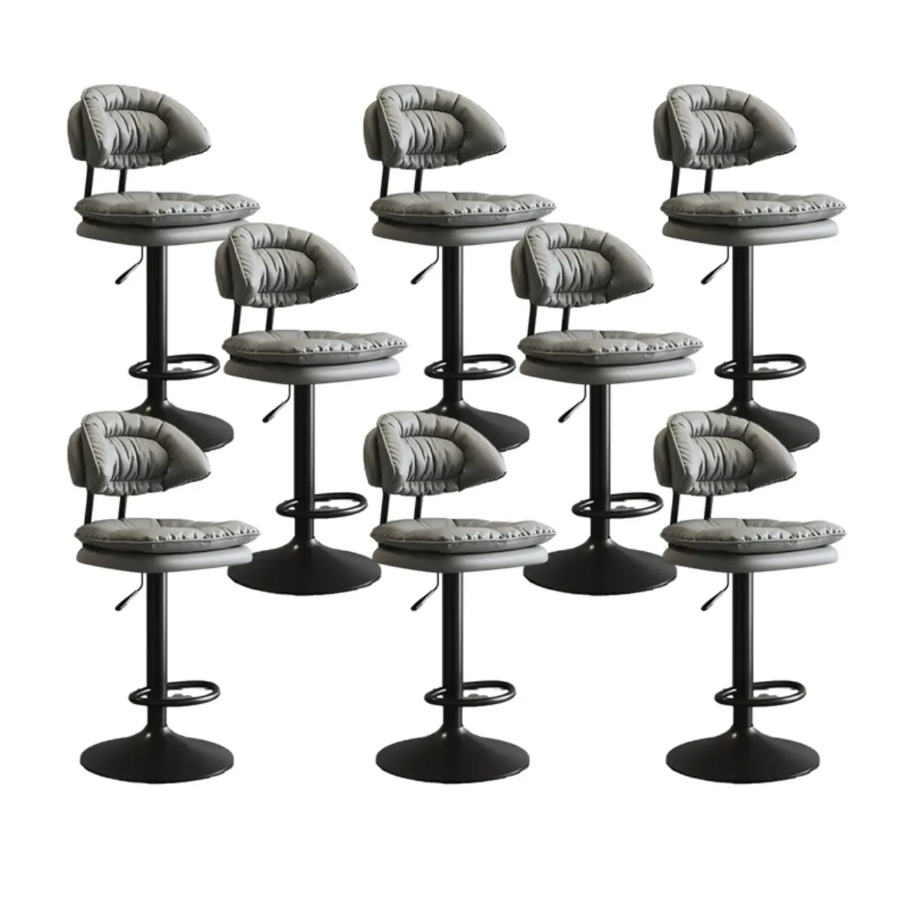 Metal Swivel Adjustable Square Upholstered Bar Stool Image - 61