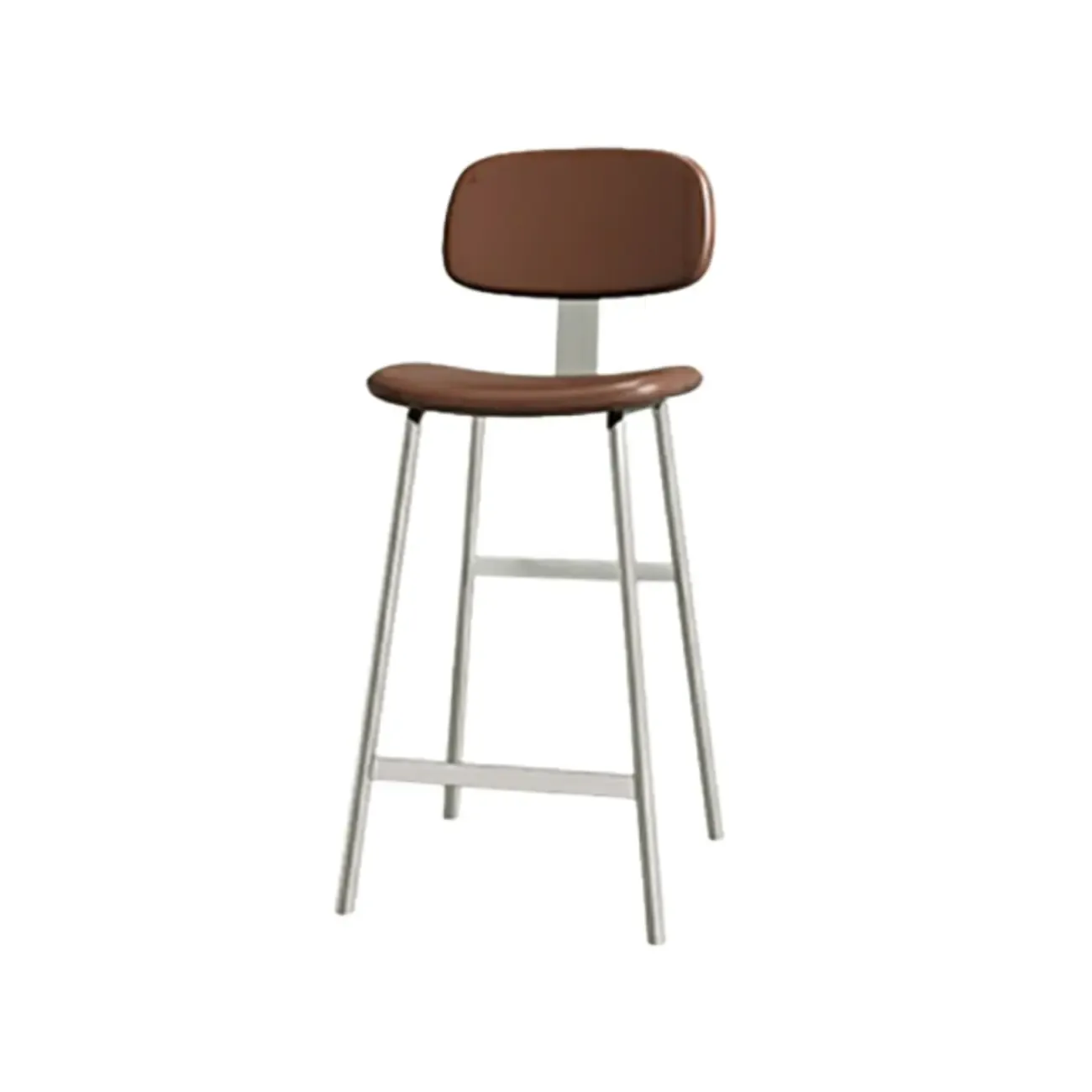 Modern Metal Faux Leather Footrest Bar Stools Image - 7