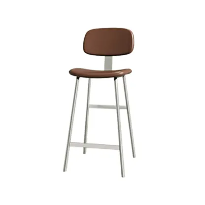 Modern Metal Faux Leather Footrest Bar Stools Image - 7