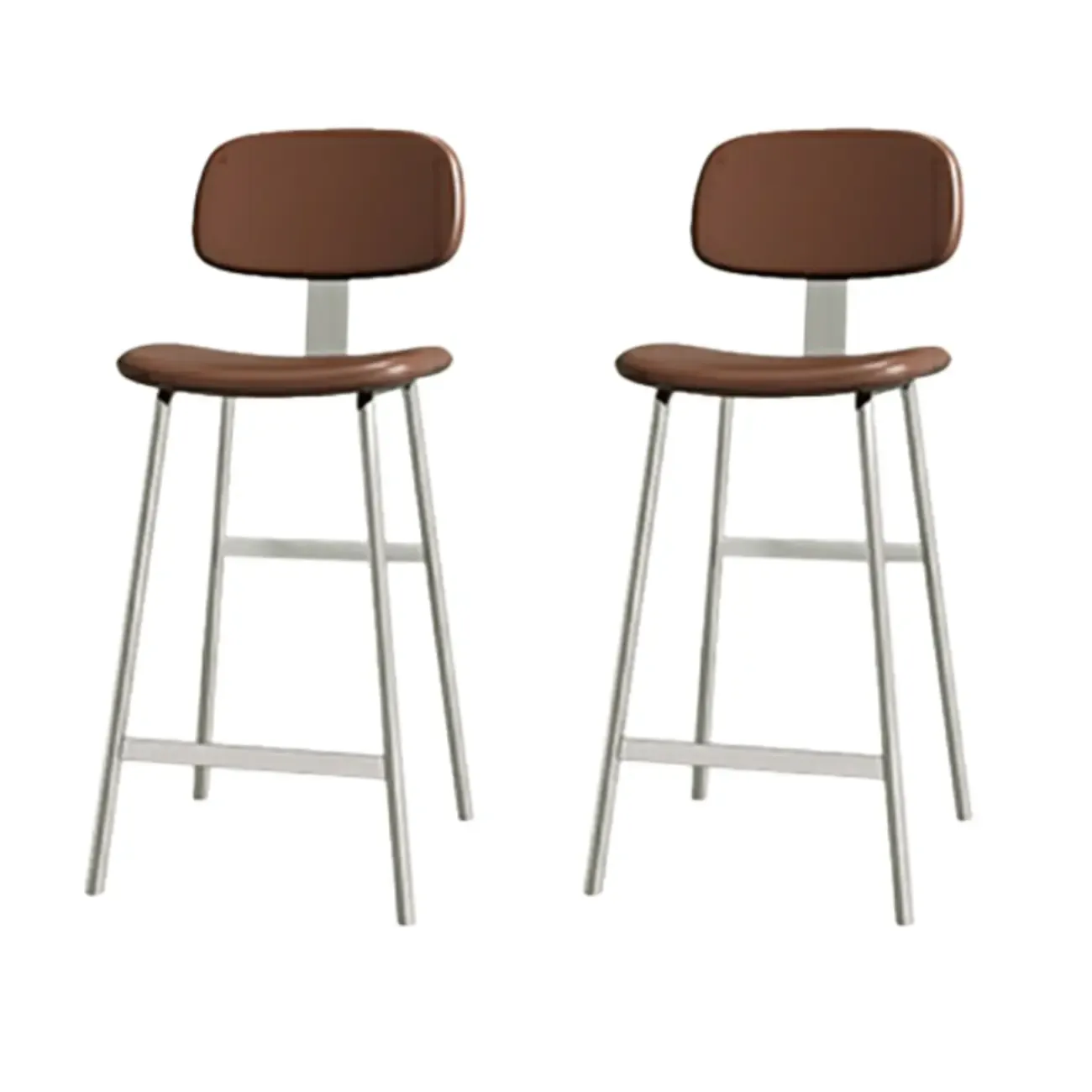 Modern Metal Faux Leather Footrest Bar Stools Image - 8